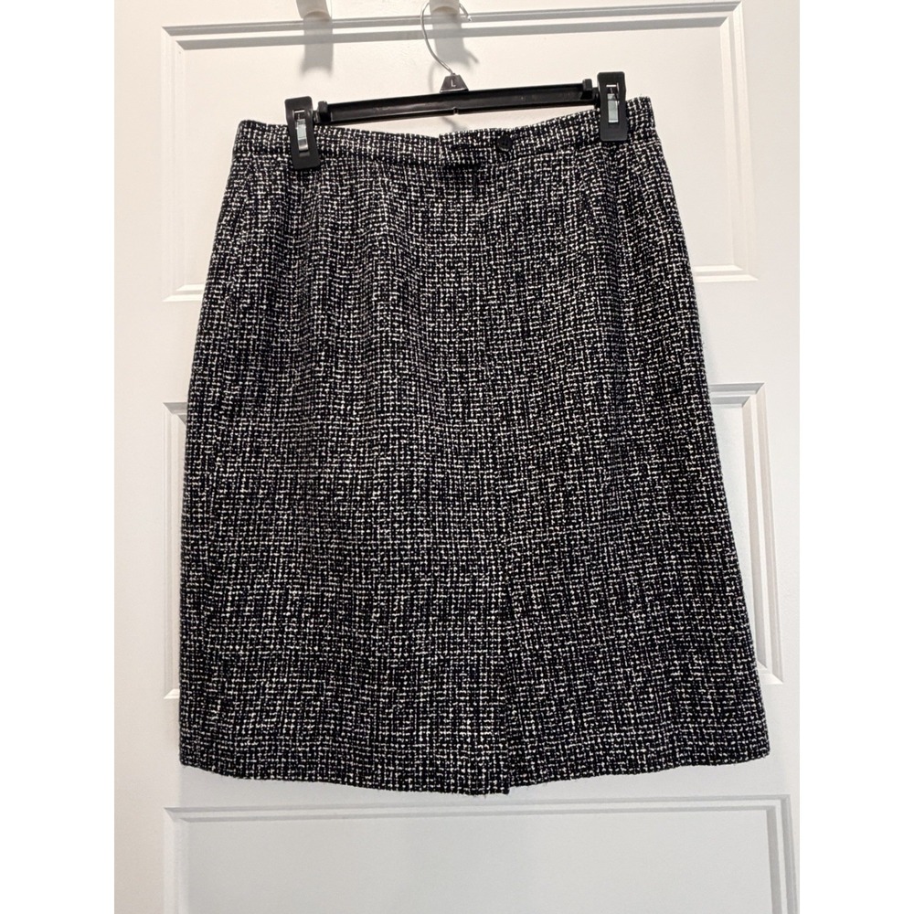 Women's Black White Tweed Pencil‎ Skirt Size 10 Classic Work Office - Picture 2 of 5